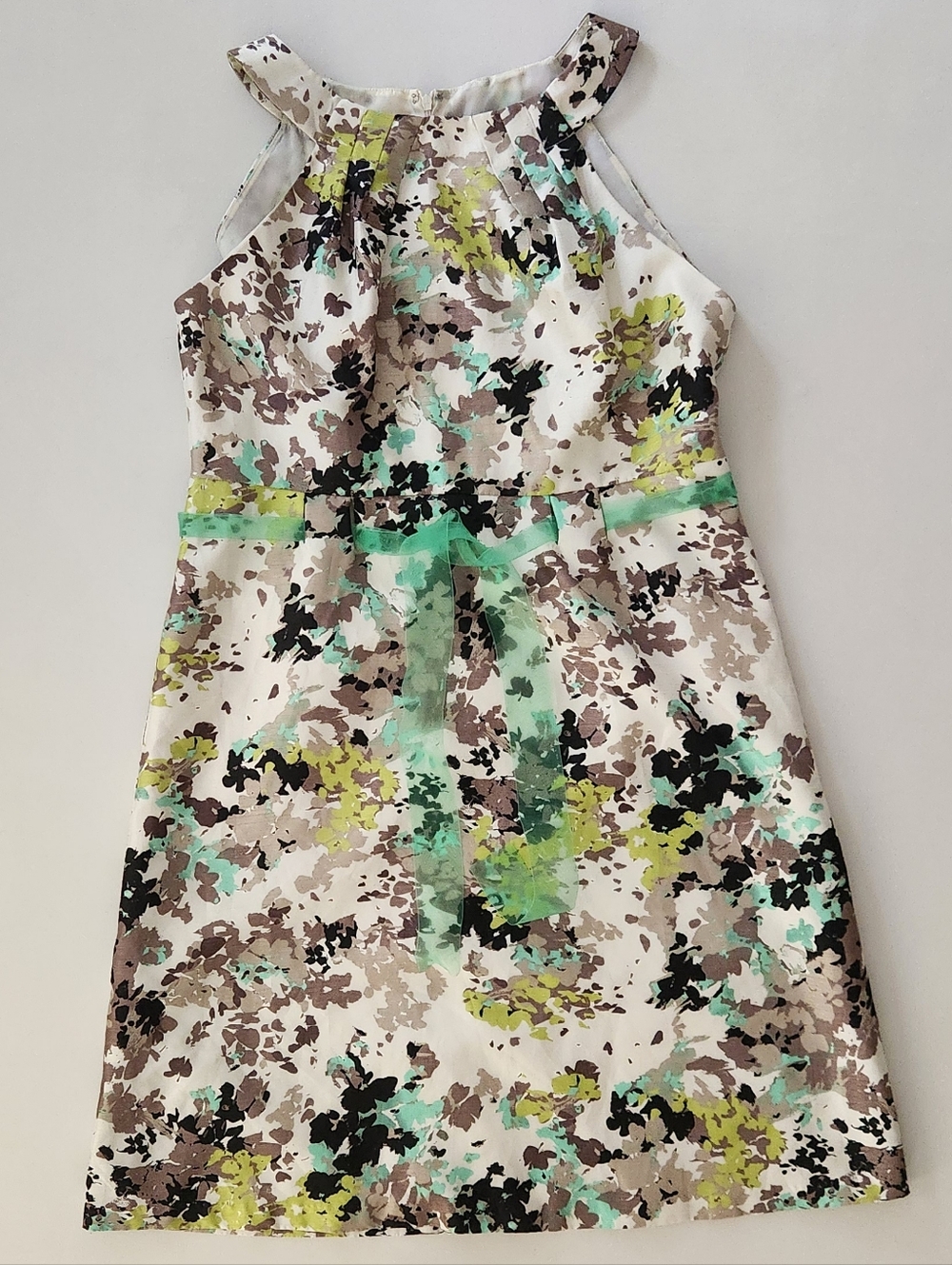 Perceptions Floral Halter Dress in Mint, Lime & Taupe
